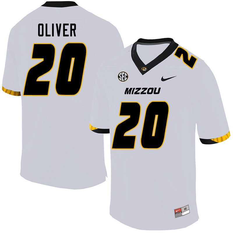 Men #20 Khalil Oliver Missouri Tigers College Football Jerseys Sale-White